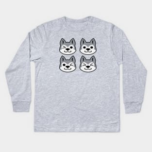 Four Grey Siberian Huskies Kids Long Sleeve T-Shirt